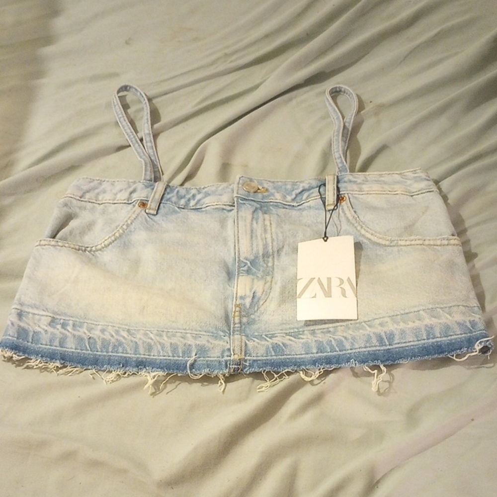 Zara Light Blue Denim Top